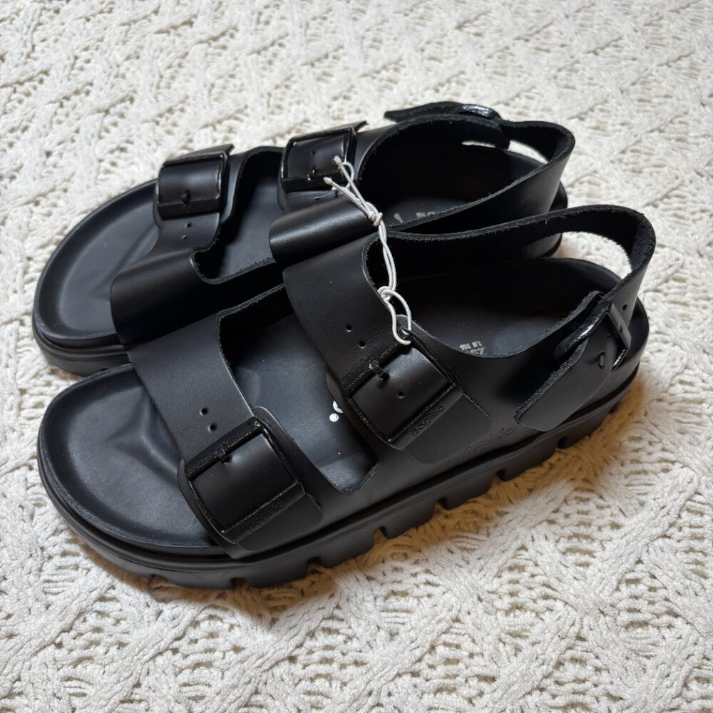 Birkenstock Papillio Black Slingback Sandals Double Buckle–Women’s 8/EU 39 NWOT - Picture 2 of 5
